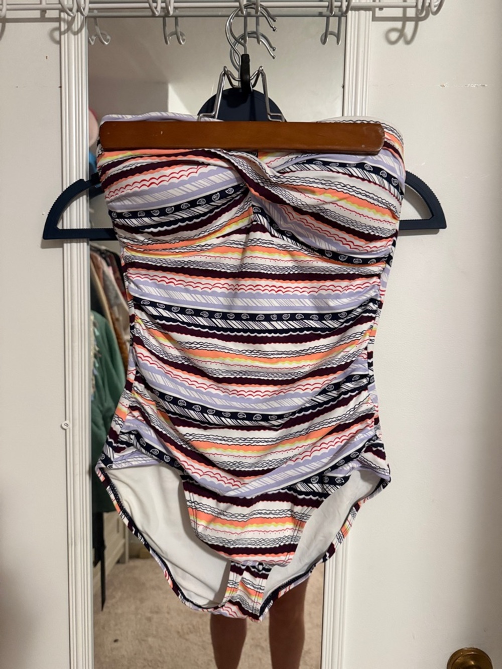 Striped Strapless One-Piece Swimsuit in Multicolor